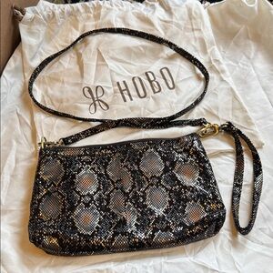 HOBO Black and Tan Snake Print Hobo Bag